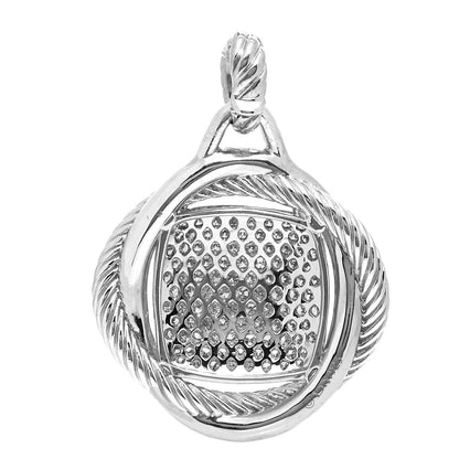 David Yurman Sterling Silver Diamond 32mm Large Infinity Pendant 6 of 10
