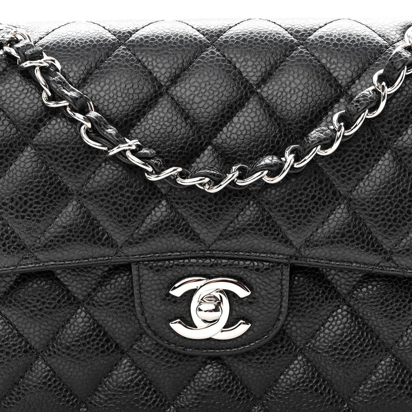 Caviar Quilted Small Double Flap Black
