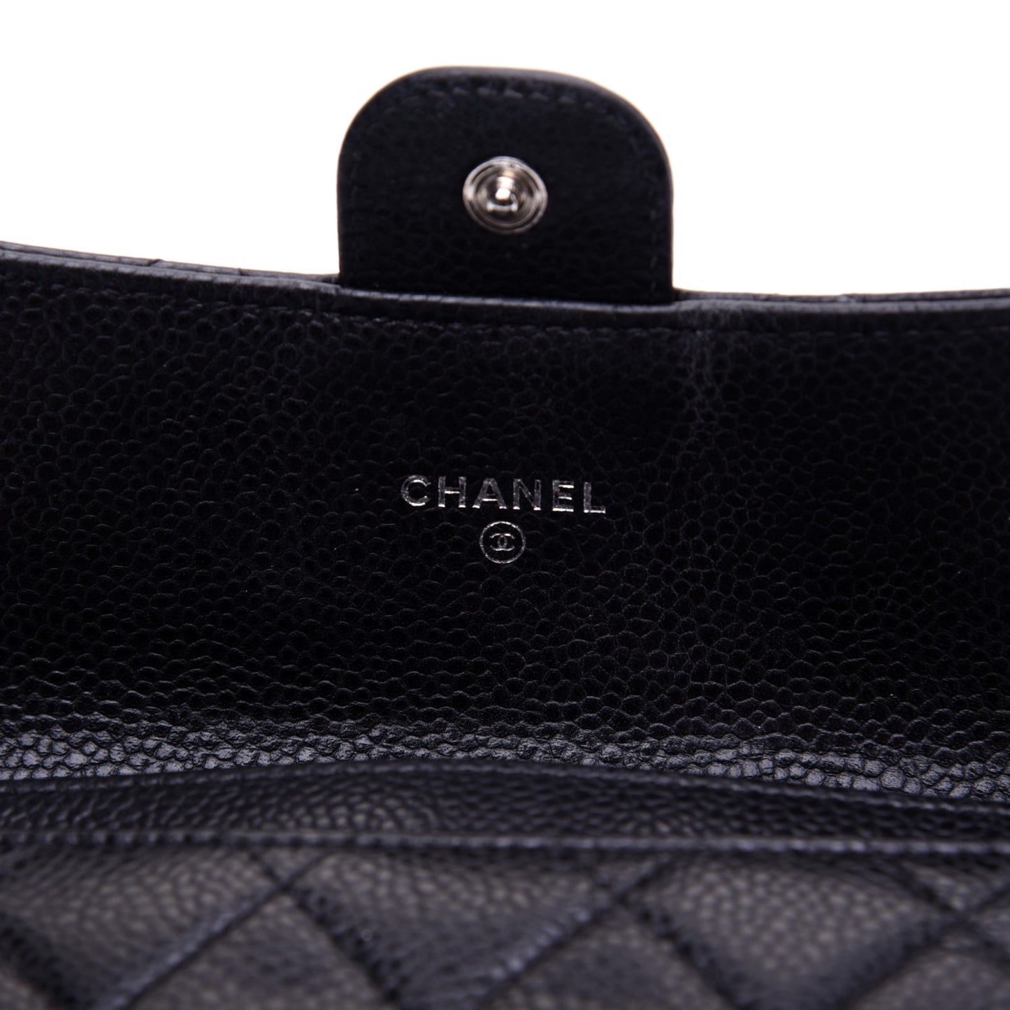 Caviar Quilted Small Flap Wallet Black
