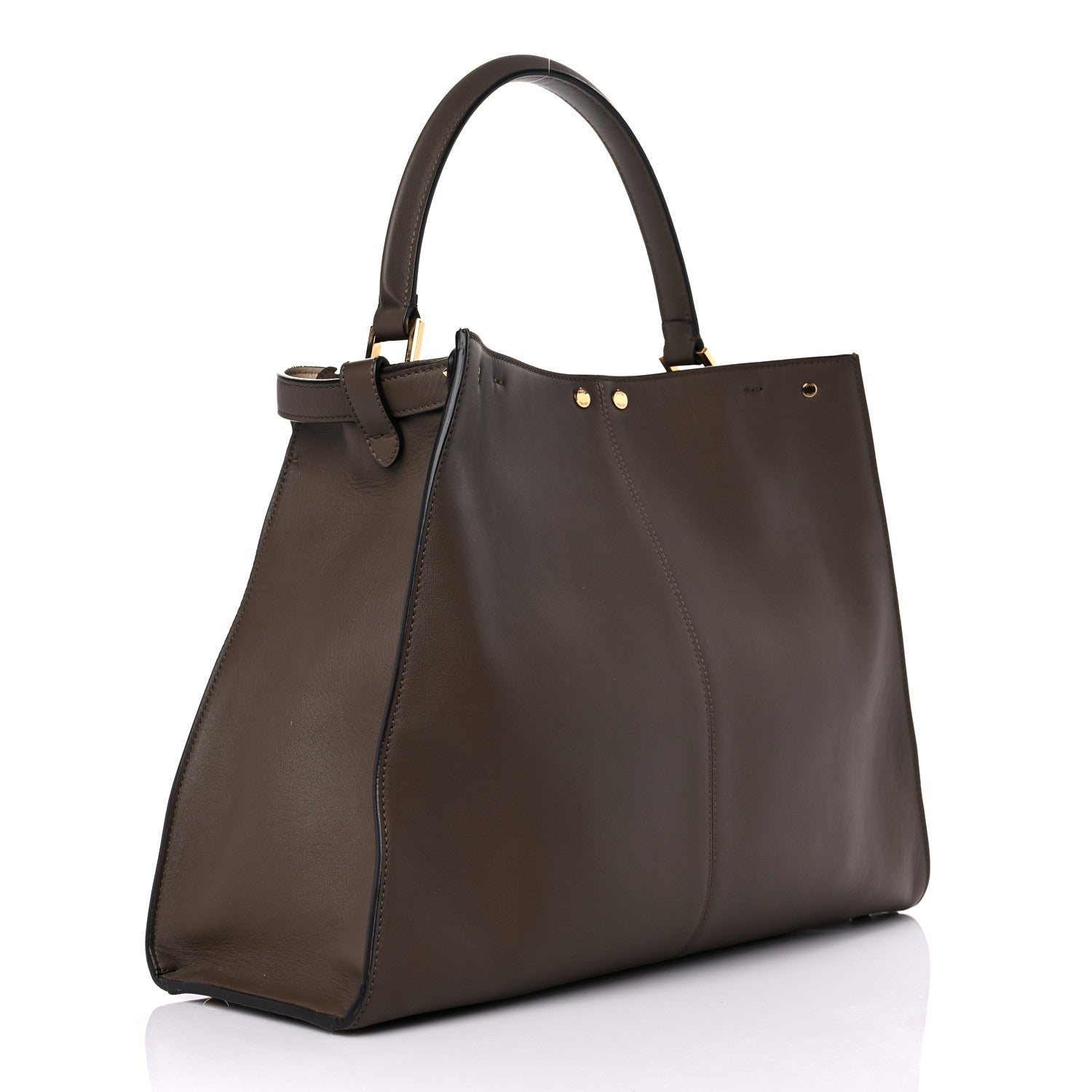 Fendi Vitello Seta Glazed Fabric FF 1974 Large Peekaboo X-Lite Maya Mogano Panna 3 of 16