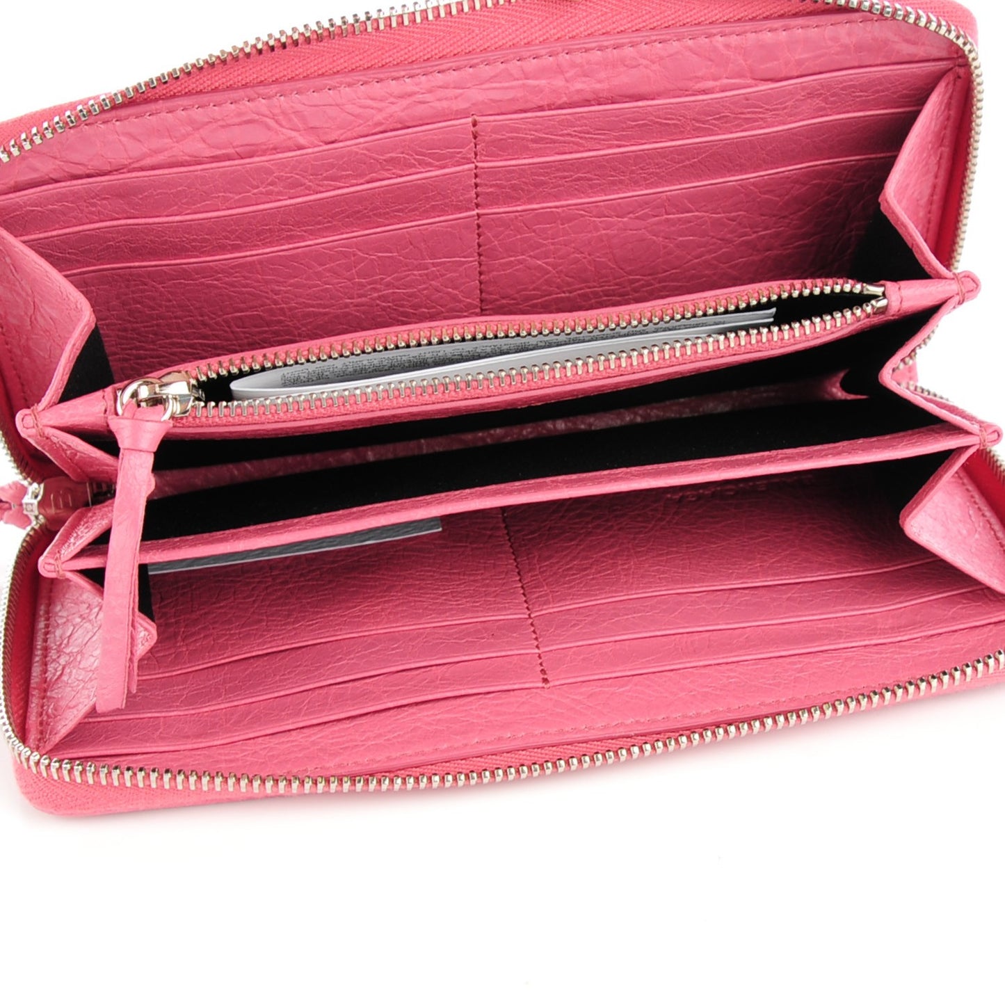 Agneau Classic Silver Hardware Continental Zip Around Wallet Rose Hortensia