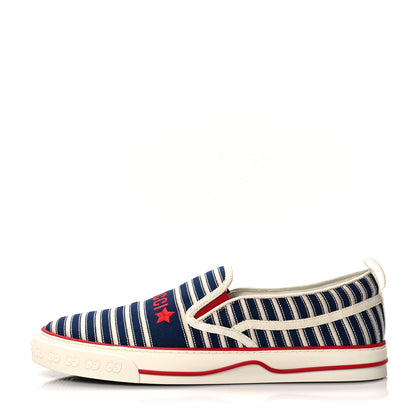Gucci Canvas Mens 1977 Tennis Slip On Sneakers 10 Deep Lake Mystic White Red 1 of 7