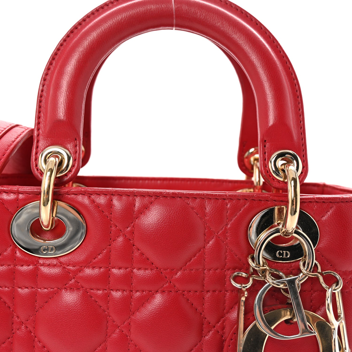 Christian Dior Lambskin Cannage Small Lucky Badges My Lady Dior Red 7 of 9