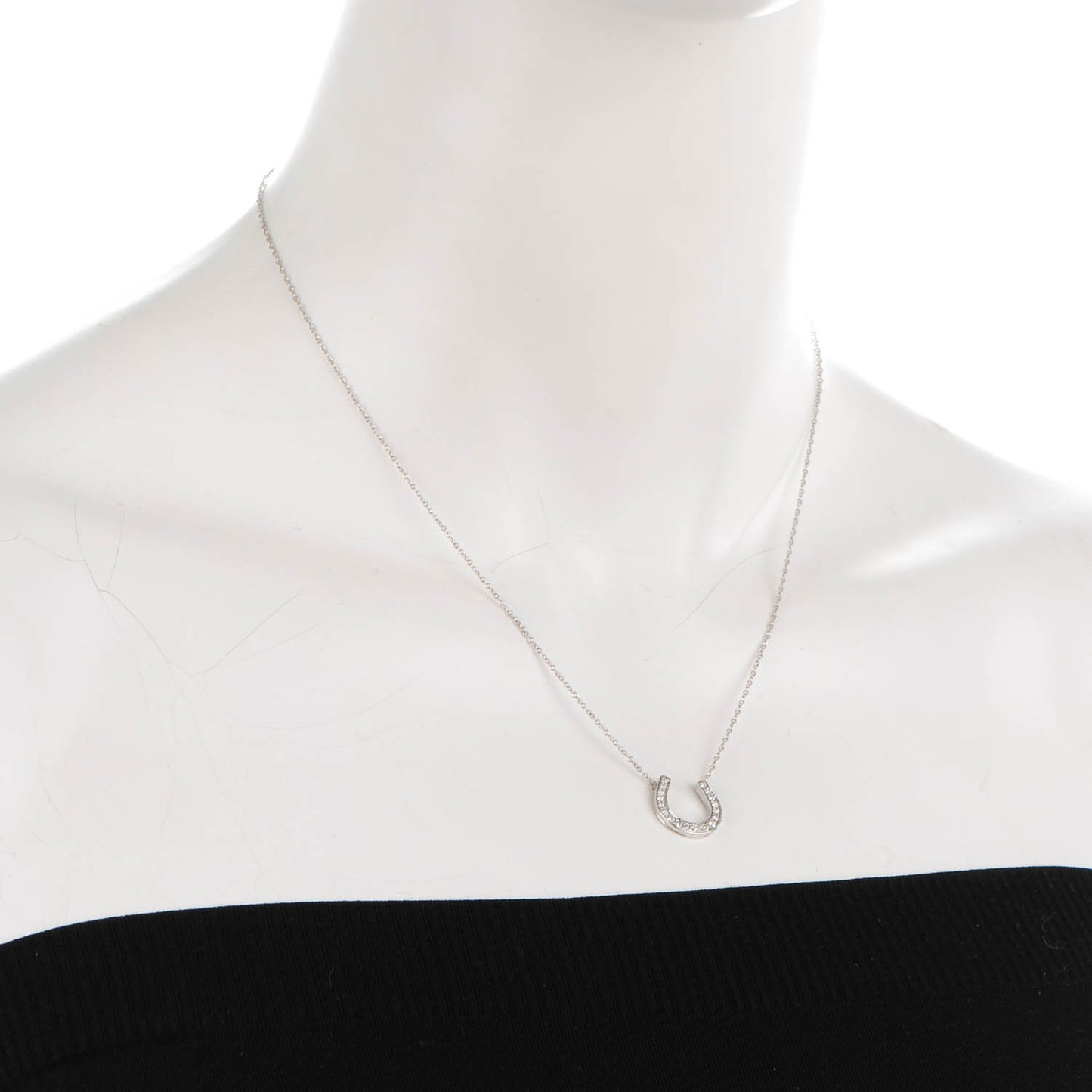 Platinum Diamond Horseshoe Pendant Necklace