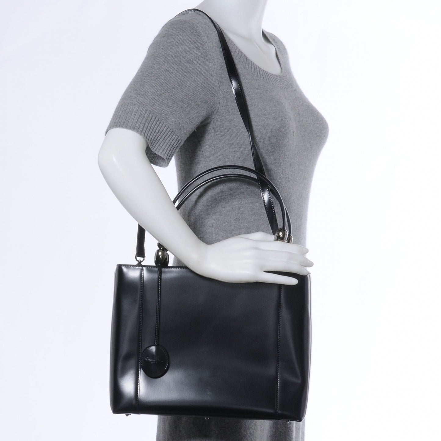 Leather Large Malice Tote Black