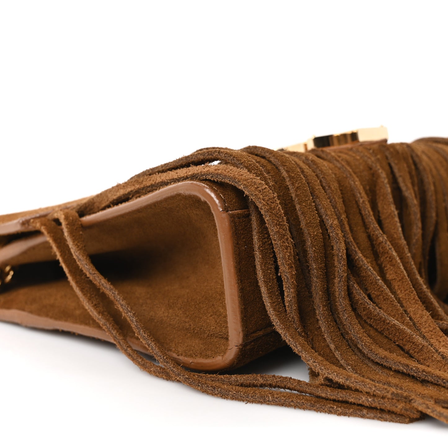 Suede Fringe Small Monogram Satchel Light Ocre
