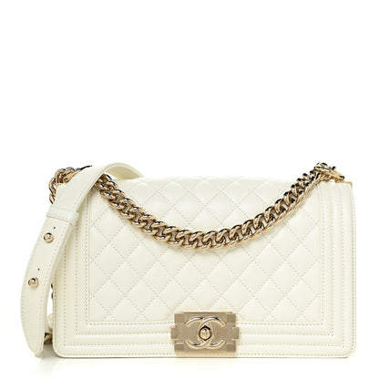 Chanel Caviar Quilted Medium Boy Flap White 1 of 10