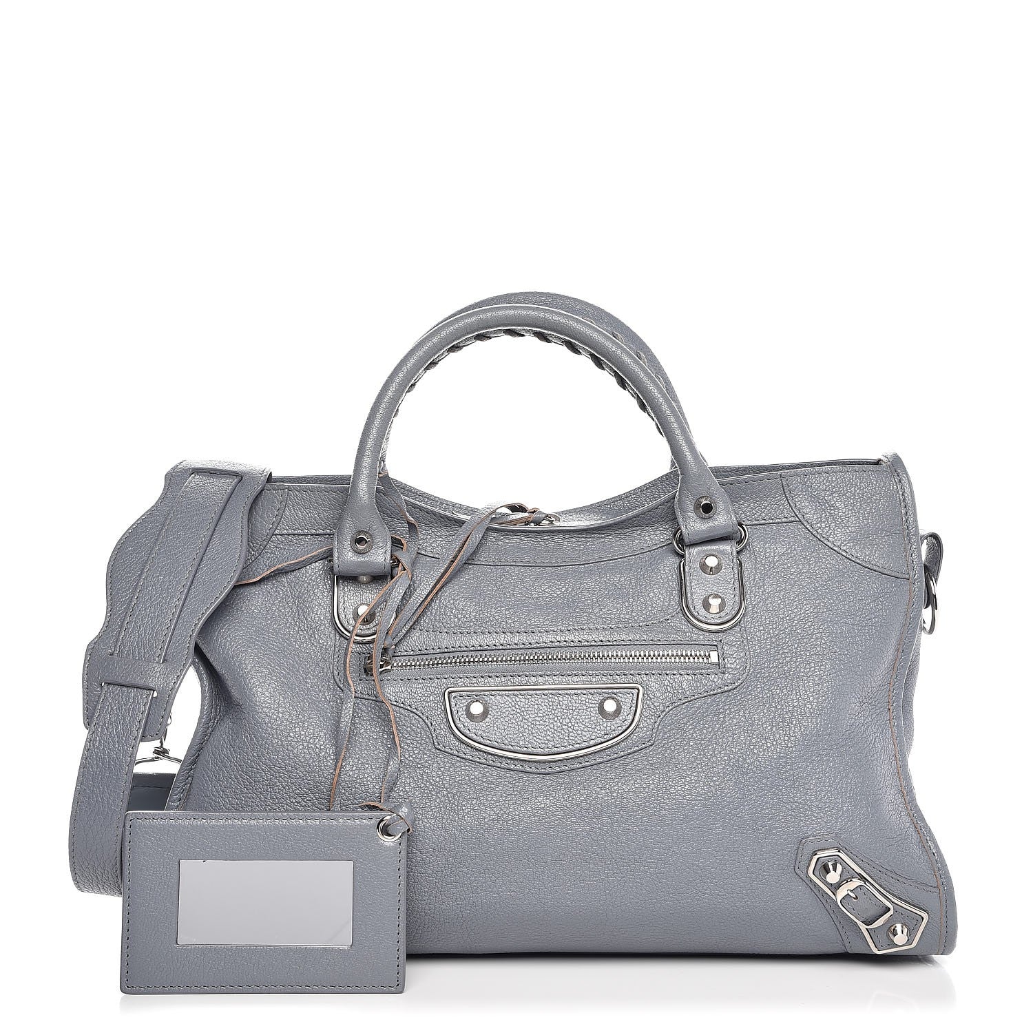 Louis Vuitton BALENCIAGA Chevre Silver Metallic Edge City Blue Acier 1 of 7