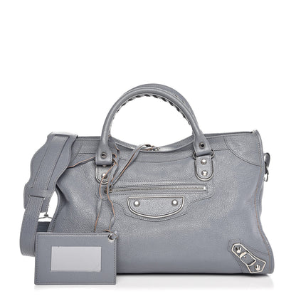 Louis Vuitton BALENCIAGA Chevre Silver Metallic Edge City Blue Acier 1 of 7