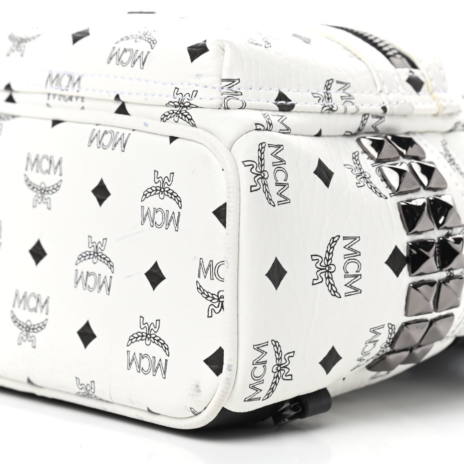 MCM Visetos Side Stud X-Mini Stark Bebe Boo Backpack White 8 of 10
