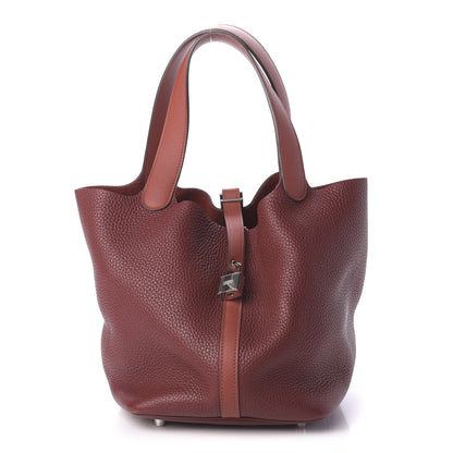 Hermes Taurillon Clemence Swift Picotin Lock 22 MM Rouge H Brique 1 of 10