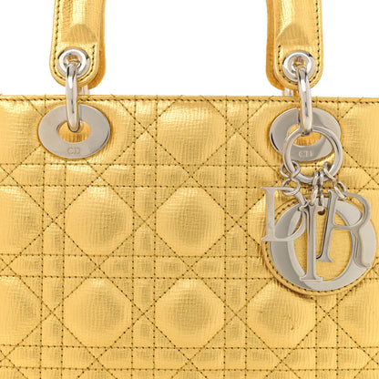 Christian Dior Metallic Grained Calfskin Cannage Small Lucky Badges My Lady Dior Gold 8 of 13