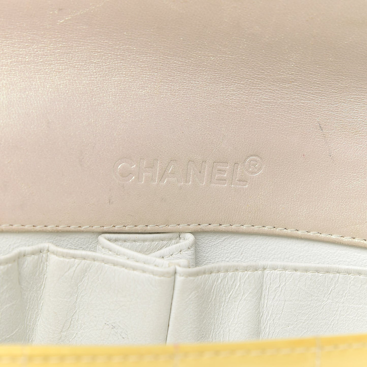 Patent Quilted East West Chocolate Bar Flap Yellow
