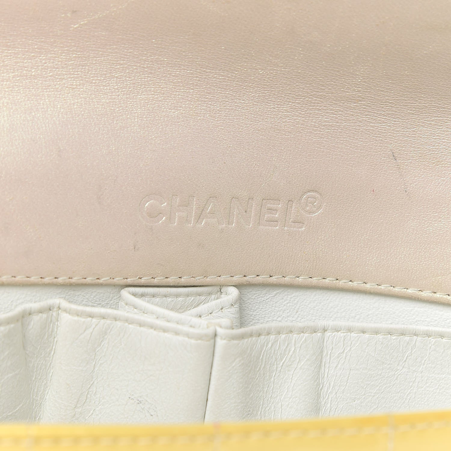 Chanel Patent Quilted East West Chocolate Bar Flap Yellow 6 of 9
