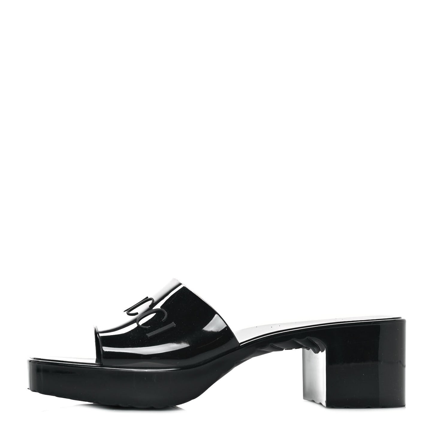 Rubber Gucci Logo Womens Platform 20/60mm Slide Sandals 39 Black