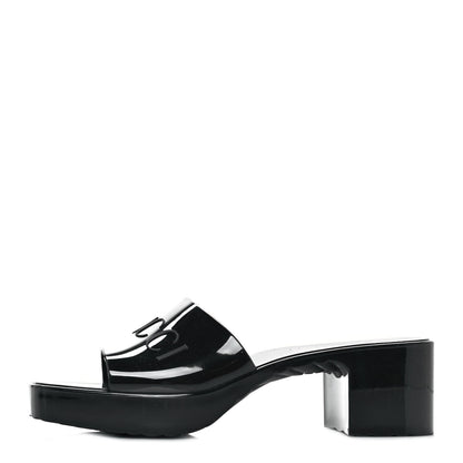 Gucci Rubber Gucci Logo Womens Platform 20/60mm Slide Sandals 39 Black 1 of 9