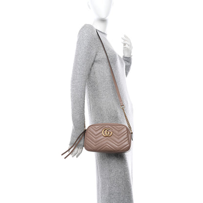 Gucci Calfskin Matelasse Small GG Marmont Chain Shoulder Bag Porcelain Rose 2 of 11