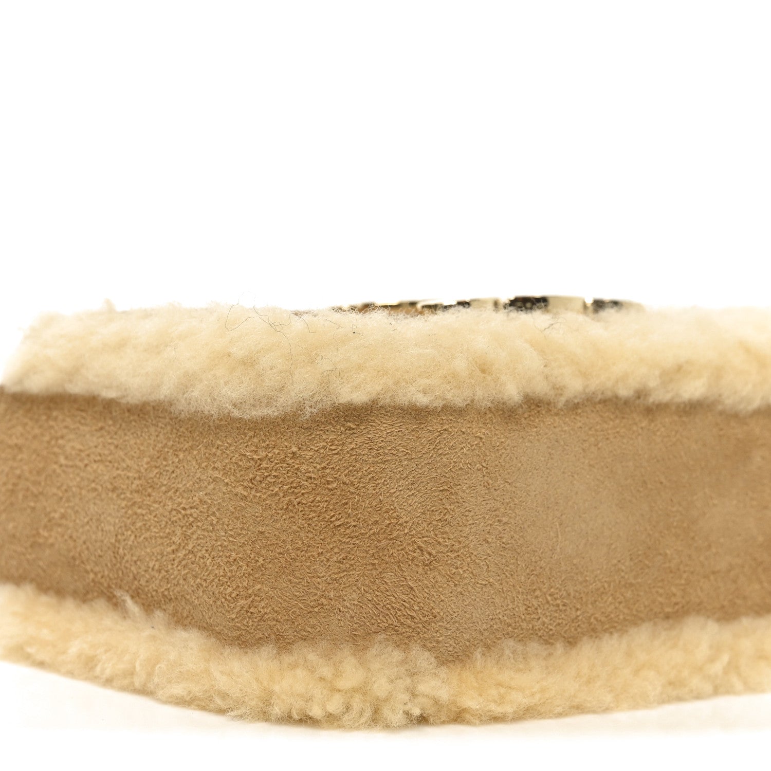 Celine Suede Shearling Triomphe Mini Chain Claude Natural 1855097