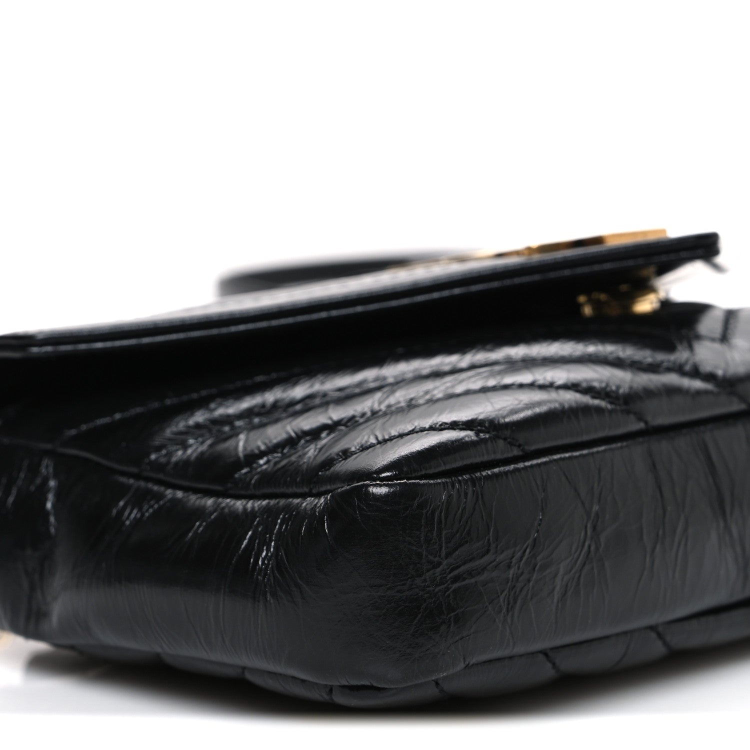 Saint Laurent Shiny Calfskin Matelasse Chevron Monogram Mini College Bag Black 9 of 10