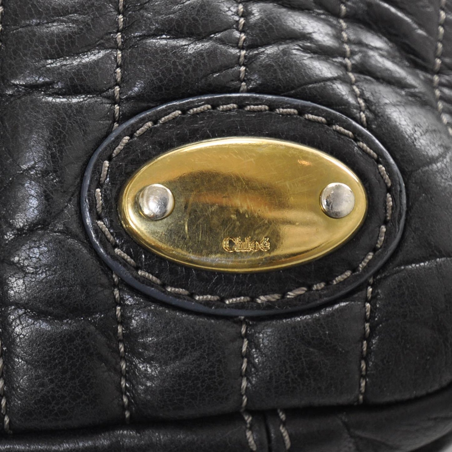 Leather Quilted Large Bay Tote Black