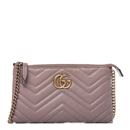 Gucci Calfskin Matelasse Mini GG Marmont Chain Bag Porcelain Rose 1 of 15