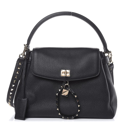 Valentino Garavani Grained Lagun Calfskin Rockstud Twiny Top Handle Bag Black 1 of 10