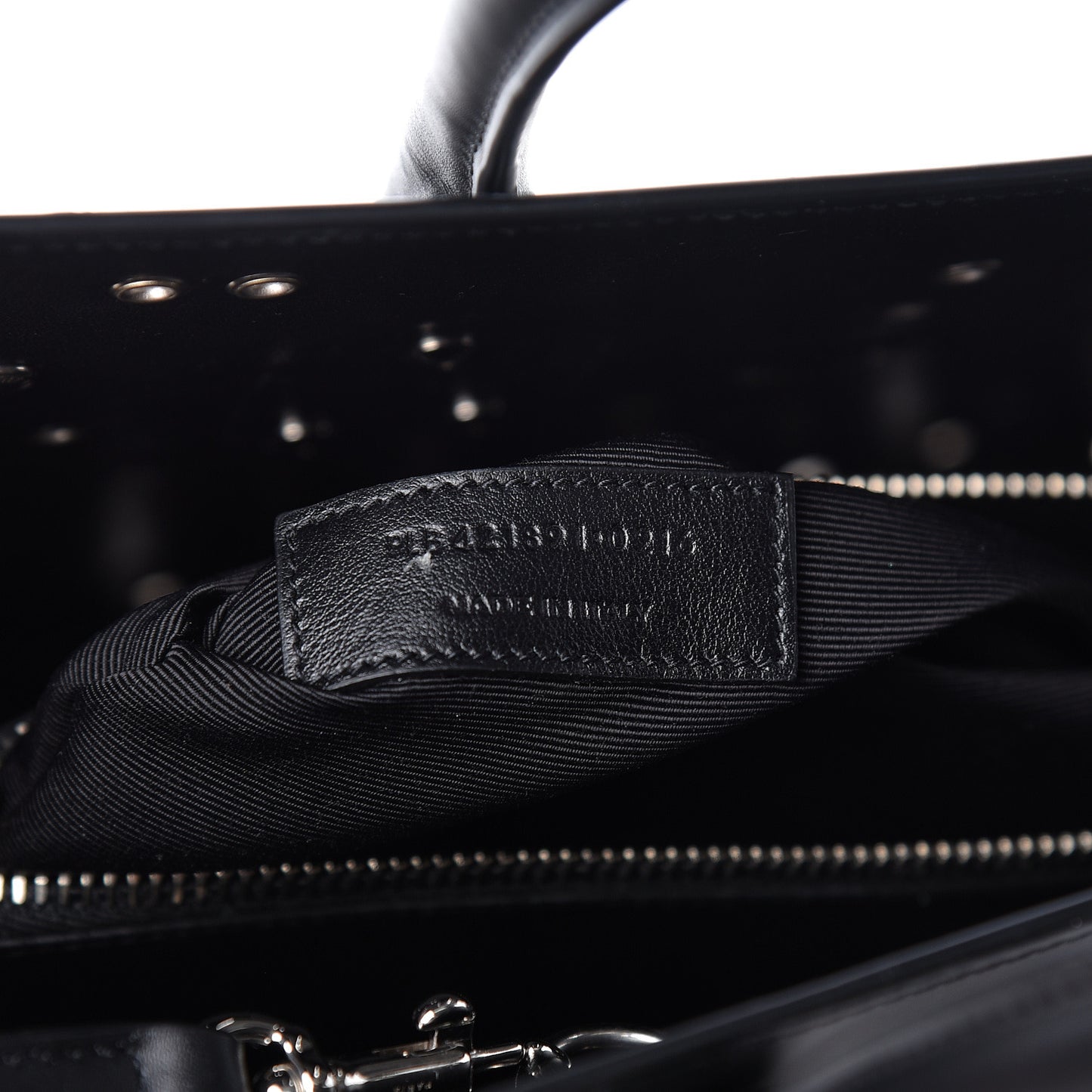 Calfskin Perforated Bandana Studded Small Sac De Jour Black