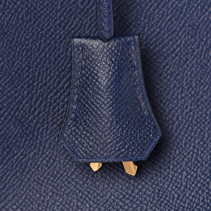 Hermes Epsom Horseshoe Birkin 35 Bleu Saphir Etain 30 of 35