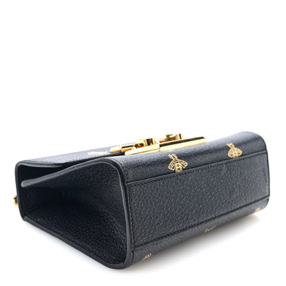 Gucci Grained Calfskin Bee Star Small Padlock Shoulder Bag Black 3 of 9