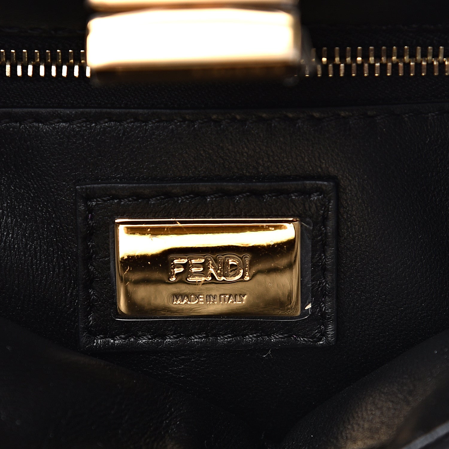 Fendi Nappa Crystal Star Embroidered XS Peekaboo Iconic Satchel Black 6 of 11