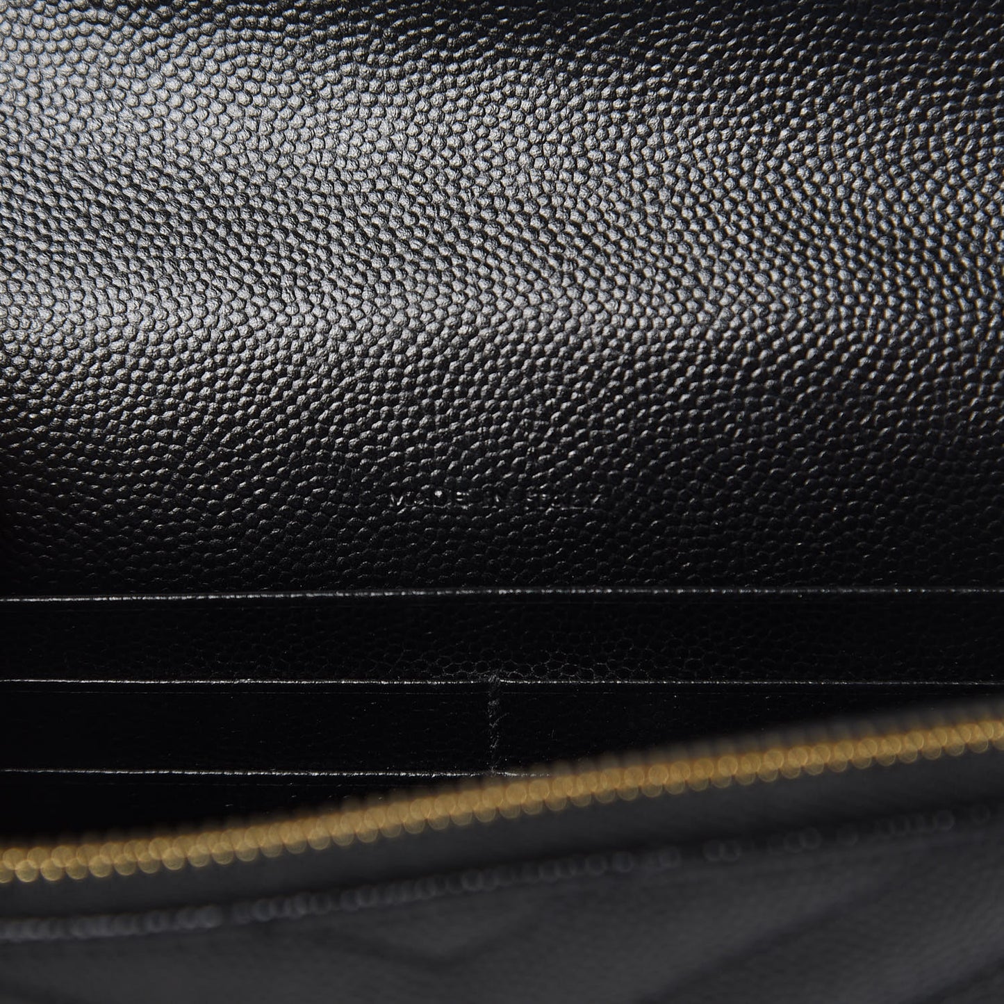 Grain De Poudre Matelasse Chevron Monogram Envelope Chain Wallet Black