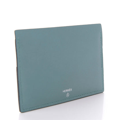 Hermes Swift Togo Crocodile Hippopotame Petit H Card Case Bleu Saint Cyr Bleu Lin Ciel Chocolate 4 of 7
