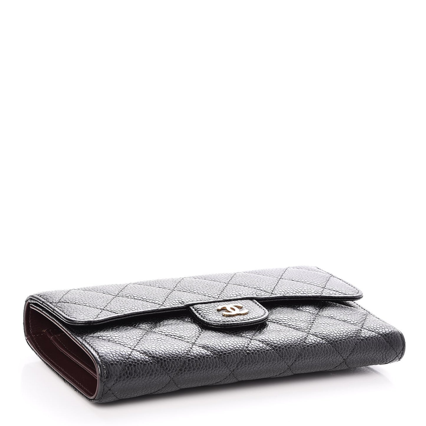 Caviar Quilted Large Flap Wallet Black