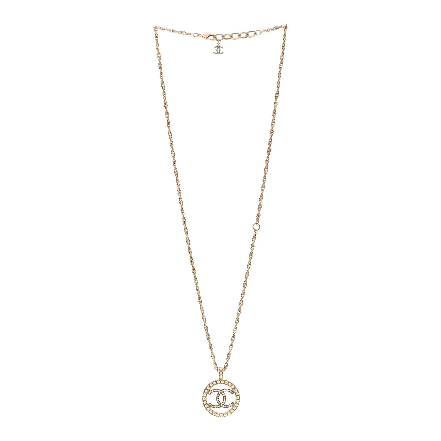Chanel Pearl CC Round Pendant Necklace Gold 3 of 4