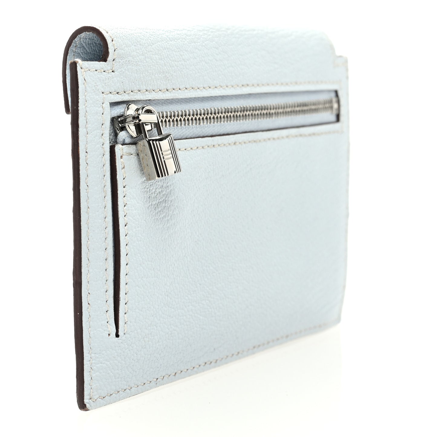Chevre Mysore Kelly Pocket Compact Wallet Bleu Brume