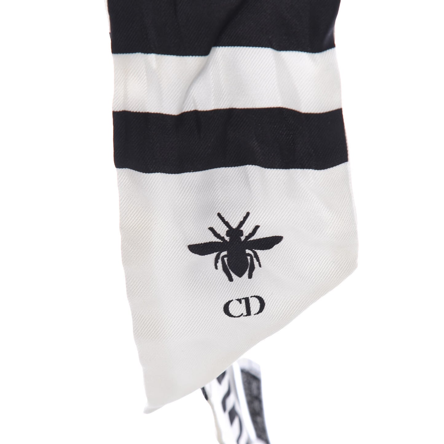 Silk Striped Mitzah Scarf White Black