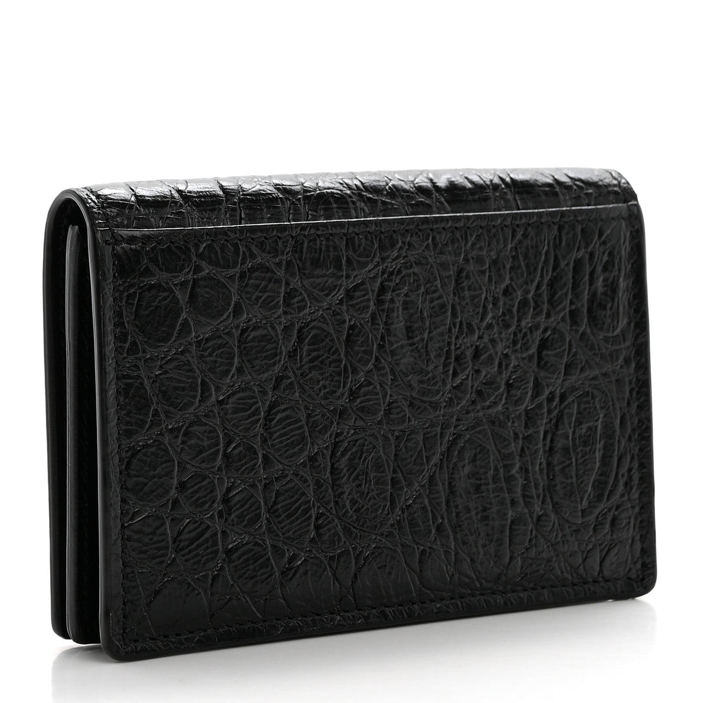 Calfskin Crocodile Embossed Business Card Case Black