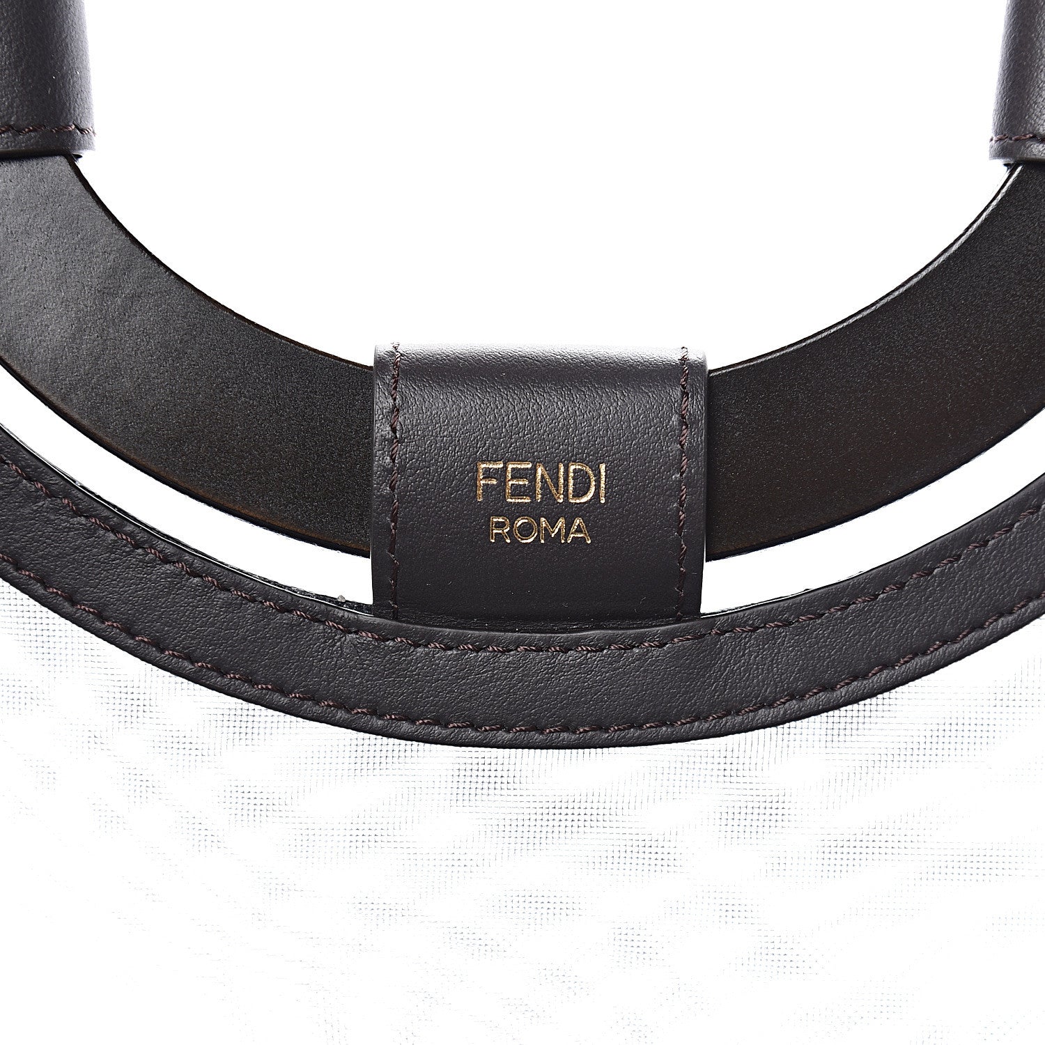Fendi Mesh Vitello Century Cuoio FF 1974 Medium Runaway Shopper Tote Azzurro Black Ebano 6 of 13
