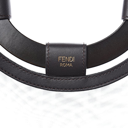 Fendi Mesh Vitello Century Cuoio FF 1974 Medium Runaway Shopper Tote Azzurro Black Ebano 6 of 13