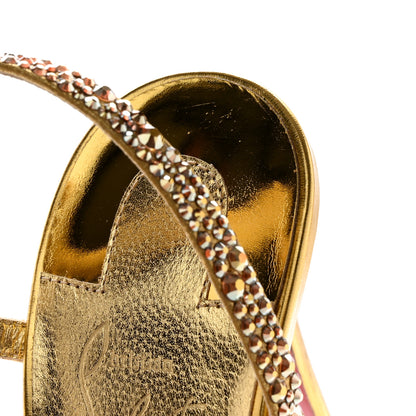 Christian Louboutin Suede Crystal Strass Rosalie 100 Sandals 37.5 Gold 11 of 23