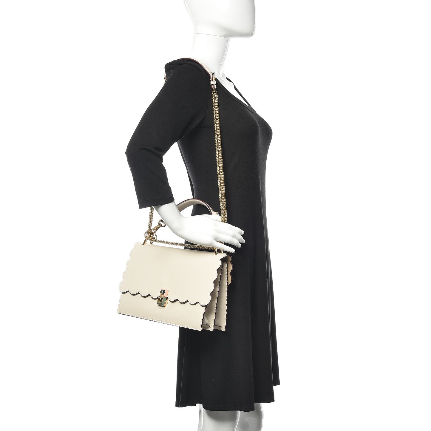 Vitello Liberty Scalloped Studded Kan I Shoulder Bag Camelia