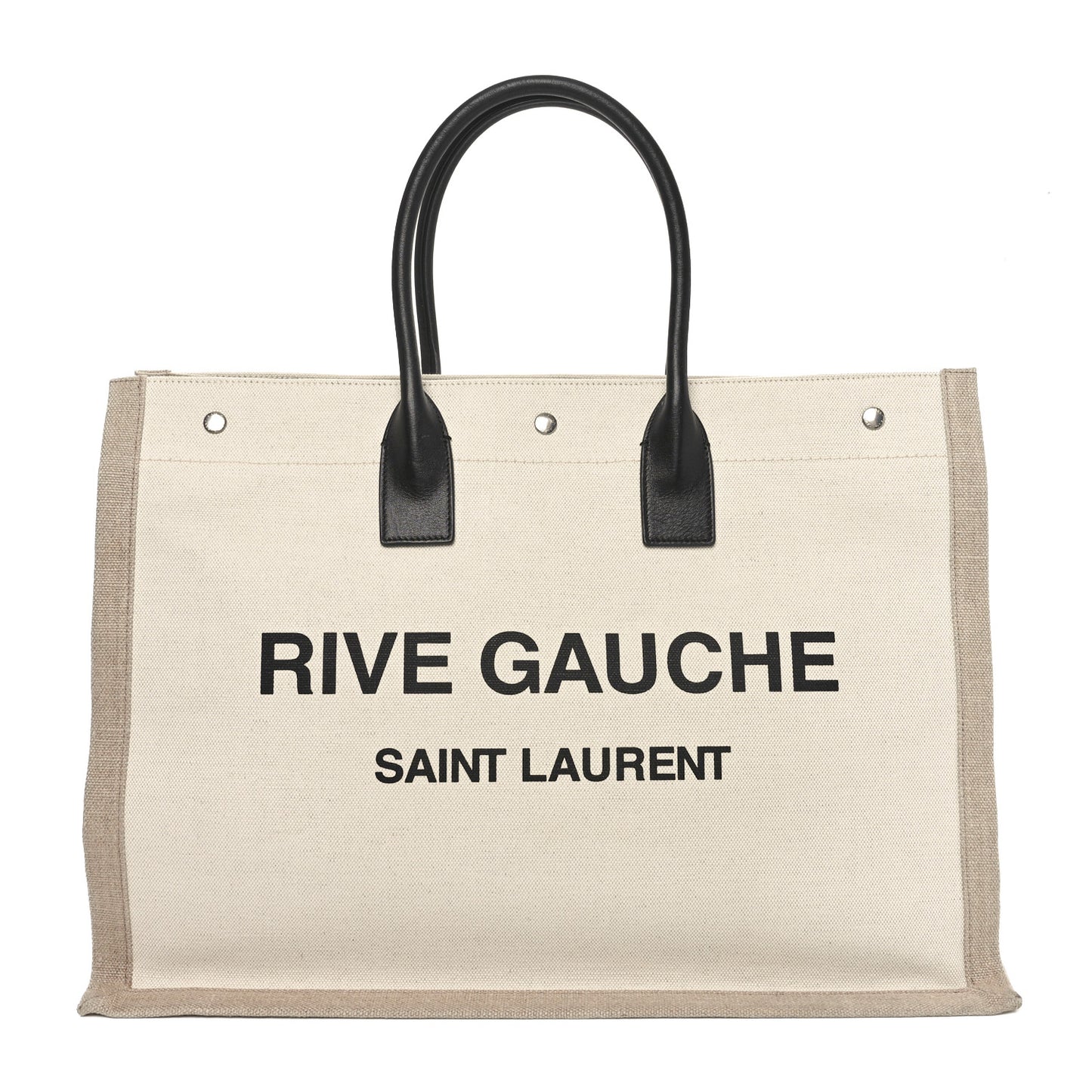 Linen Calfskin Rive Gauche Tote Greggio Natural