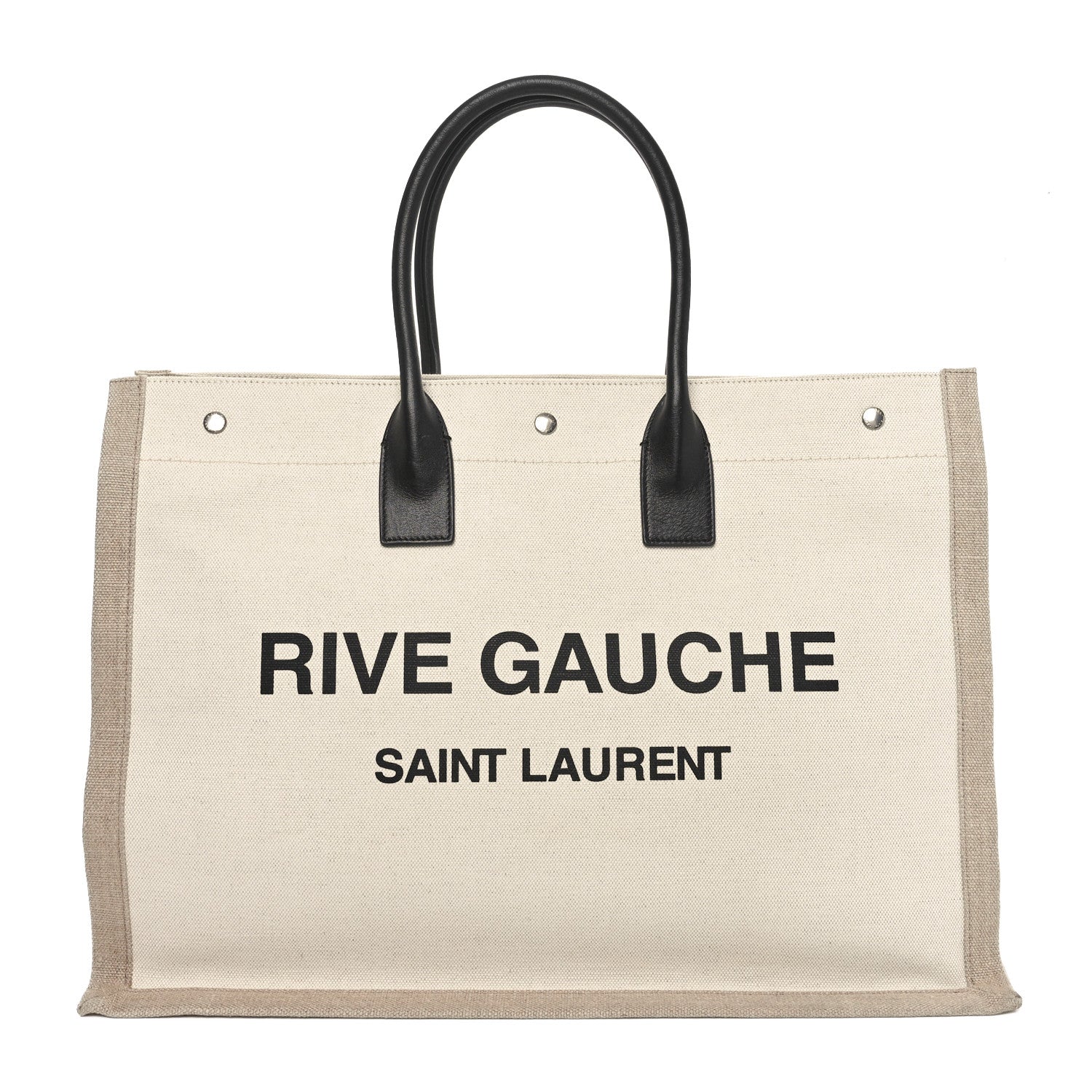 Saint Laurent Linen Calfskin Rive Gauche Tote Greggio Natural 1 of 10