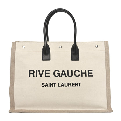 Saint Laurent Linen Calfskin Rive Gauche Tote Greggio Natural 1 of 10
