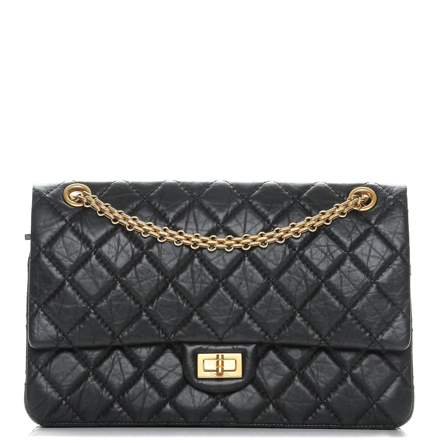 Aged Calfskin Quilted 2.55 Reissue 226 Flap Black