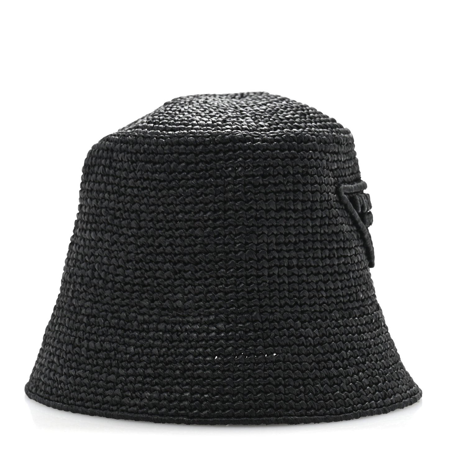 Yarn Raffia Effect Crochet Logo Embroidered Womens Bucket Hat S Black