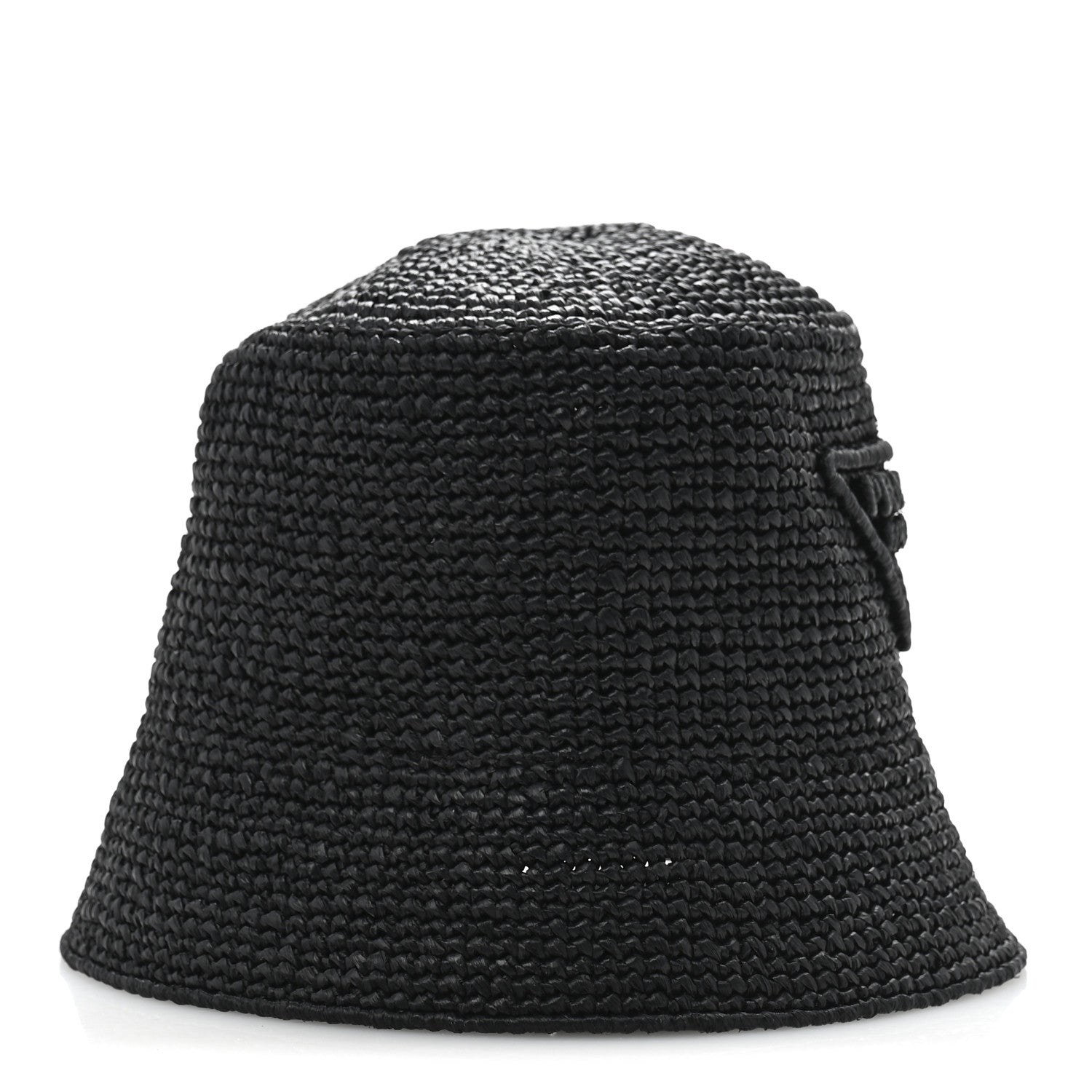 Prada Yarn Raffia Effect Crochet Logo Embroidered Womens Bucket Hat S Black 5 of 8