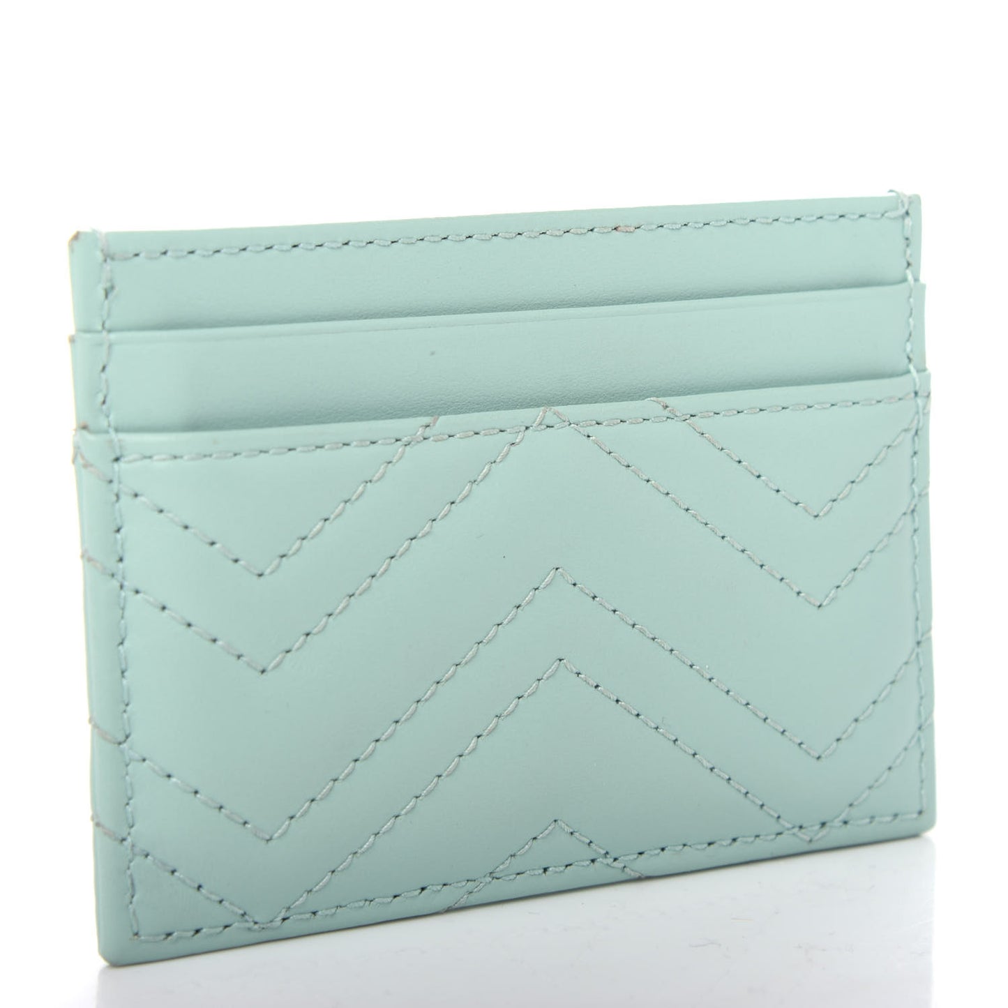 Calfskin Matelasse GG Marmont Card Holder Water Green