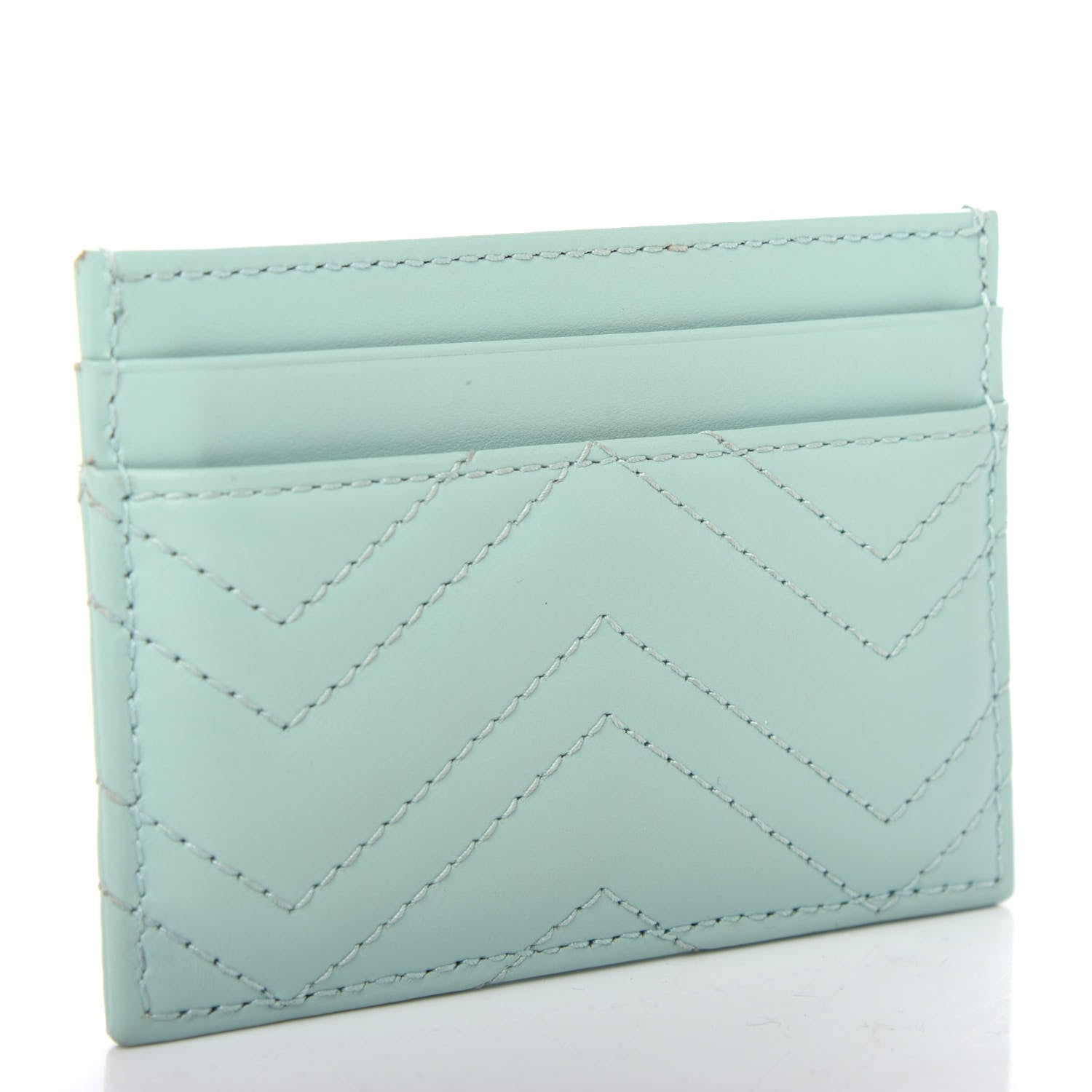 Gucci Calfskin Matelasse GG Marmont Card Holder Water Green 3 of 6