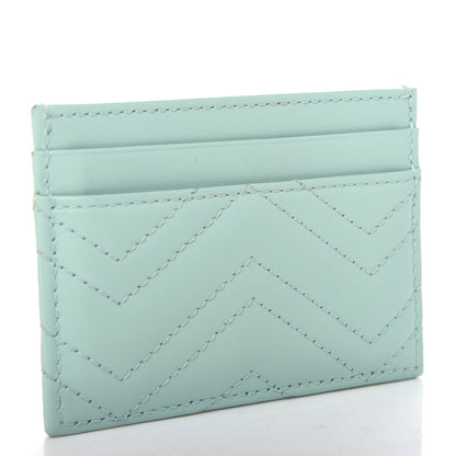 Gucci Calfskin Matelasse GG Marmont Card Holder Water Green 3 of 6